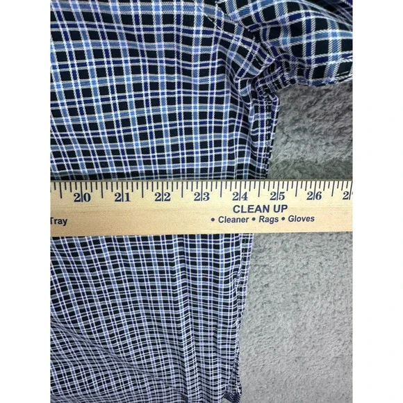 Michelsons of London Shirt Men's Regular Fit Blue Plaid Cuff Dress Shirt XXL New